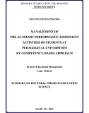 Summary of Doctoral Thesis in Education Science: Management of the academic performance assessment activities of students at pedagogical universities by competency-based approach