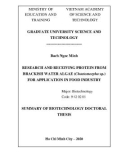 Summary of Biotechnology doctoral thesis: Research and receiving protein from brackish water algae (Chaetomorpha sp.) for application in food industry