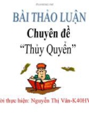 Bài thảo luận chuyên đề: Thủy quyển