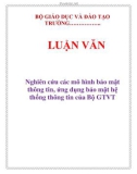 LUẬN VĂN: Nghiên cứu các mô hình bảo mật thông tin, ứng dụng bảo mật hệ thống thông tin của Bộ GTVT