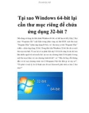 Tại sao Windows 64-bit lại cần thư mục riêng để chứa ứng dụng 32-bit