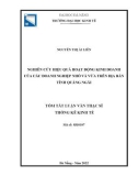 Tóm tắt Luận văn Thạc sĩ Thống kê kinh tế: Nghiên cứu hiệu quả hoạt động kinh doanh của các doanh nghiệp nhỏ và vừa trên địa bàn tỉnh Quảng Ngãi
