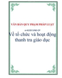 VĂN BẢN QUY PHẠM PHÁP LUẬTSố 42/2013/NĐ-CP Về tổ chức và hoạt động thanh tra giáo dục