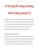 6 bí quyết tăng cường khả năng quản lý