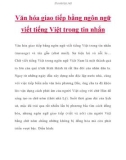 Văn hóa giao tiếp bằng ngôn ngữ viết tiếng Việt trong tin nhắn