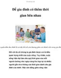 Để gia đình có thêm thời gian bên nhau