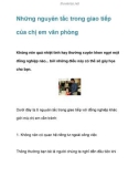 Những nguyên tắc trong giao tiếp của chị em văn phòng