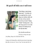 Bí quyết để hiểu con ở tuổi teen