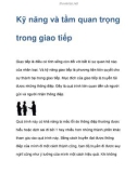 Kỹ năng và tầm quan trọng trong giao tiếp