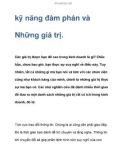 kỹ năng đàm phán và Những giá trị