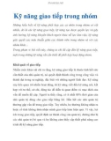 Kỹ năng giao tiếp trong nhóm