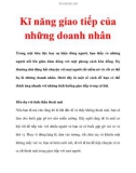 Kĩ năng giao tiếp của những doanh nhân