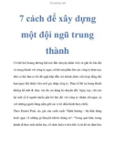 7 cách để xây dựng một đội ngũ trung thành