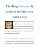 Tác động của quản lý nhân sự tới hình ảnh thương hiệu