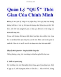 Quản Lý Quỹ Thời Gian Của Chính Mình