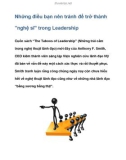 Những điều bạn nên tránh để trở thành nghệ sĩ trong Leadership