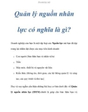 Quản lý nguồn nhân lực có nghĩa là gì?