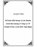 LUẬN VĂN: Kế toán tiền lương và các khoản trích theo lương ở Công ty CP SXKD XNK LAM SƠN Thái Bình