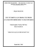 Tóm tắt Luận án Tiến sĩ Ngữ văn: Yếu tố triết luận trong tác phẩm của Nguyễn Minh Châu và Nguyễn Khải