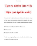 Tạo ra nhóm làm việc hiệu quả (phần cuối)