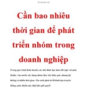 Cần bao nhiêu thời gian để phát triển nhóm trong doanh nghiệp