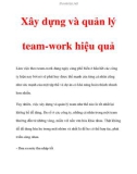 Xây dựng và quản lý team-work hiệu quả hoen