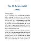 Bạn đã đọc đúng cách chưa?