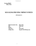 BÀI GIẢNG PHƯƠNG TRÌNH VI PHÂN (Số tín chỉ: 2)