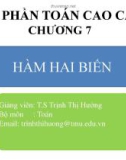 Bài giảng Toán cao cấp 2: Chương 7 - TS. Trịnh Thị Hường