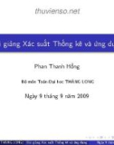 Bài giảng Xác suất thống kê và ứng dụng: Phần 10 - Phan Thanh Hồng