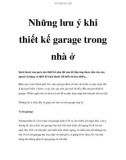 Những lưu ý khi thiết kế garage trong nhà ở