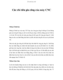 Các chỉ tiêu gia công của máy CNC