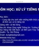 Xử lý tiếng nói - Introduction