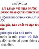 CHƯƠNG XI LÝ LUẬN VỀ NHÀ NƯỚC VÀ NHÀ NƯỚC PHÁP QUYỀN XHCN VIỆT NAM