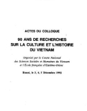 90 năm nghiên cứu về văn hoá và lịch sử Việt Nam - Kỷ yếu hội thảo quốc tế (Phần Pháp văn)