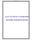 LUẬT XÂY DỰNG VÀ NGHỊ ĐỊNH 16/CP/2005, NGHỊ ĐỊNH 209/2004