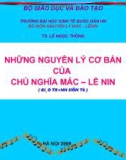 Bài giảng Những NLCB của CN Mác – Lênin: Chương mở đầu - TS. Lê Ngọc Thông