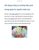 Sử dụng công cụ lương hiệu quả trong quản trị nguồn nhân lực