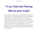 Vì sao Tính cách Thương hiệu lại quan trọng