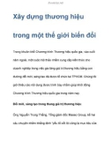 Kinh nghiệm xây dựng thương hiệu trong một thế giới biến đổi