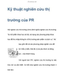 Kỹ thuật nghiên cứu thị trường của PR