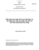 Điều kiện gia nhập WTO của Việt Nam và tác động của việc gia nhập này đối với tình hình phân phối thu nhập