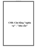 CSR: Cân bằng nghĩa vụ - nhu cầu