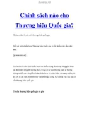 Chính sách nào cho Thương hiệu Quốc gia?