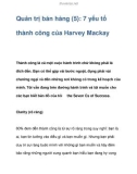 Quản trị bán hàng (5): 7 yếu tố thành công của Harvey Mackay