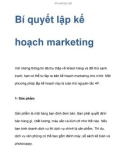 Bí quyết lập kế hoạch marketing