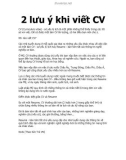 2 lưu ý khi viết CV