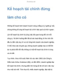 Kế hoạch tài chính đừng làm cho có