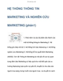 HỆ THỐNG THÔNG TIN MARKETING VÀ NGHIÊN CỨU MARKETING (phân1)