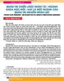 Quản trị chiến lược nhân tài - ngành khoa học mới - hay là một nhánh của quản trị nguồn nhân lực